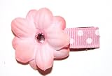 Pink Flower Baby Girl Snap Clip w/ Swarovski Rhinestone Center