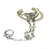Pewter Silver Butterfly Slave Bracelet in Diamond Cut Accents