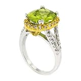 Vintage Royal Engagement Ring w/Peridot & White CZs
