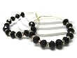 Black 3.5 Inch Hoop Crystal Rondel and Facet Glass Earrings -- Basketball Wives Inspired