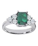 18k White Gold 100ct Diamond Emerald Engagement Ring hi1