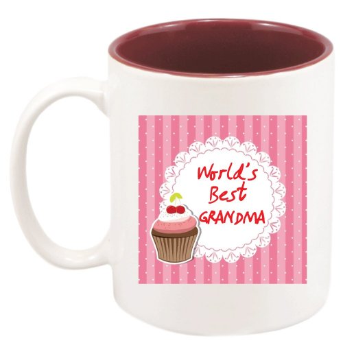 Worlds's Best Grandma Mug with Cupcake Design 11 oz. with Gift Box