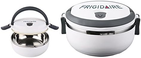 Bento Lunch Box - Lunch Containers - Tier Tiffin Round Vacuum Seal Lid - Stainless Steel Interior - Stacking Lunch Box - For Hot and Cold Food - Leak Proof - Individual Locking Clips (White)