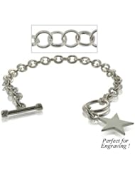 Star Charm Bracelet Sterling Silver Engravable Ladies