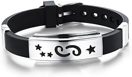 Geminis Fashion Jewelry 12 Constellations Pattern Stainless Steel Silicone Men's Bangle Bracelet Wristband----Cancer