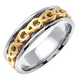 7mm 14K Two Tone Gold Irish Celtic Wedding Ring