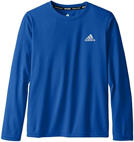 adidas Big Boys' Essential Clima Long Sleeve Tee, Blue, Small