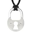 Locked and Secure: Designer Inspired Surgical Stainless Steel Brushed Finish Unisex Padlock Pendant on a Black Cord