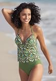 Sequin-Trim Print Tankini