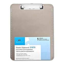 Transparent Plastic Clipboard, Flat Clip, 9"x12-1/2", Smoke (SPR01870)