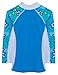 Tuga Girls Shoreline L/S Rash Guard (UPF 50+), Aquamarine, 8/10 yrs