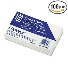 Recycled Oxford Index Cards, Unruled, 3"x5", White, 100/Pack ESS30
