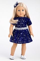 Midnight Blue - Dark blue sparkling holiday dress with matching silver shoes - Doll Clothes for 18 Inch Dolls