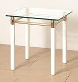 Produkt-Bild: Beistelltisch aus vergoldetem Stahl und Sicherheitsglas H&ouml;he 44 cm