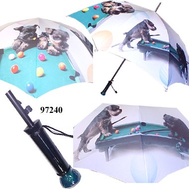Puppies play with the billard balls Umberlla