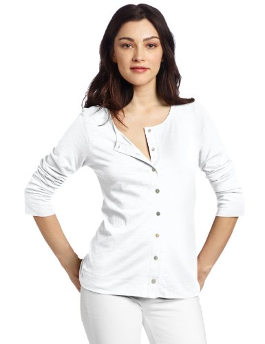 Deals Lilla P Women's Flame 3/4 Sleeve Button Front Tee Shirt