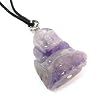 Amethyst Gemstone Mini Buddha Pendant with Adjustable Corded Necklace