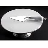 Porcelain and Silver Cake Plate and Server