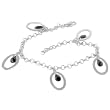 Tressa Sterling Silver Black Cubic Zirconia Oval Rolo Chain Bracelet