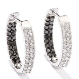 14K White Gold 1.13ct Black & White Diamond Hoop Earrings
