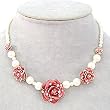 Gold Plated Brass Necklaces with Synthetic Pearl, 16 Inches