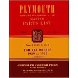 1929 1936 1937 1938 1939 PLYMOUTH Parts Book List Guide by Plymouth