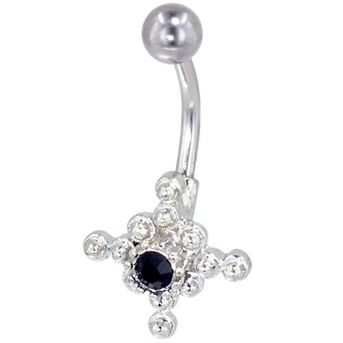 Pugster Black Crystal Knotted Flower