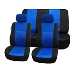 FH-FB060112 Trendy Elegance Car Seat Covers, Airbag compatible and Split Bench, Blue / Black color