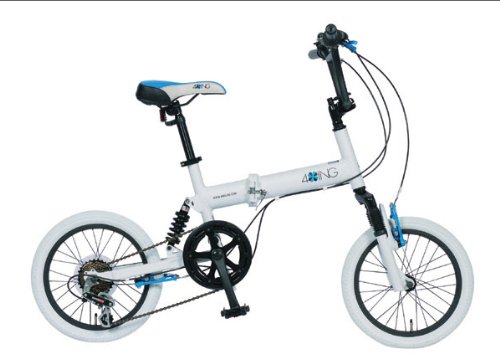 4ING 16インチ 折りたたみ自転車 TYPE CA Wサス 6段 ホワイト/ターコイズ