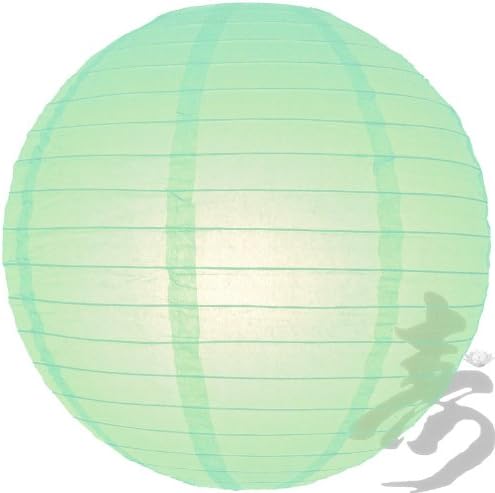 16" Cool Mint Even Ribbing Round Paper Lanterns - (10 Pack)