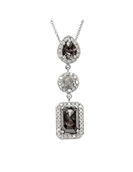 Samuel B. Soho Boutique 18K White Gold White, Black & Brown Rough Diamond Pendant With 18 Inch chain, 5.18 Tcw.