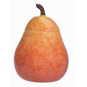 Red Pear Cookie Jar Collectible Vegetable Ceramic Glass Contianer by