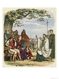 Augustine Preaching Christianity to Ethelbert 1 King of England Religion & Philosophy Giclee Poster Print by James Doyle, 18x24