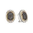 925 Silver & Black Sapphire Oval Earrings with 18k Gold Accents (1.15ctw)