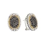 925 Silver & Black Sapphire Oval Earrings with 18k Gold Accents (1.15ctw)