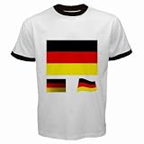 Men's Customized FLAG ICON GERMAN GERMANY 100% Cotton White Ringer T-shirt
