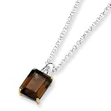Sterling Silver & 14k Gold Smokey Quartz and Diamond Necklace
