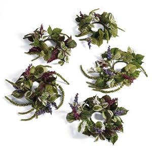 Set of Five Spring Lilac Candle Rings - Grandin Road