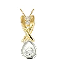 925 Sterling Silver Two Tone Round Cubic Zirconia Pear Pendant/Necklace 18 Inches 925 Silver Chain