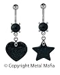 BLUE GOLD STONE HEART OR STAR DANGLE BELLY RING BNABGSSTR- STAR