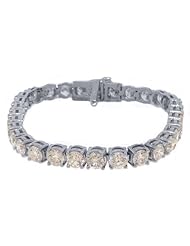 14k White Gold 17.38 Carat Round Diamond Tennis Bracelet