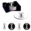 Monogram Regalia Absorbent Coaster Set with Caddy - I
