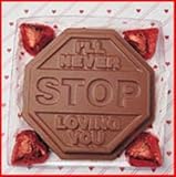 Mother's Day Gift, Solid Milk Chocolate I'll Never Stop Loving You Unique Novelty Gourmet Candy Gift Boxed Stop Sign for Adults , Children & Lovers