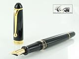 Aurora 88 Gold Plated Black Resin Large Bold Point Fountain Pen - AU-800B