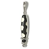 Sterling Silver Batiked African Mud Bead, Black Star and Mooonstone Pendant by Sajen