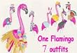 Pink Flamingo Lawn Yard Ornament w/ Clothes costume Outfits Seasonal Decorations Holiday Home Garden Decor Tropical Florida Flamingos
