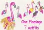 Pink Flamingo Lawn Yard Ornament w/ Clothes costume Outfits Seasonal Decorations Holiday Home Garden Decor Tropical Florida Flamingos