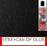 1 (313) Glue+ 15ft * 4ft W Polymat Black Speaker Box Carpet Truck Car Trunk Liner, Dash Cover, Interior Headliner Carpet / Home Wall Decor