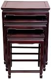 Nightstand Alternative - 26 3pc. Set of Chinese Design Rosewood Nested Tables - Classic Rosewood