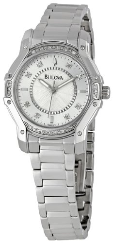 Bulova Women's 96R137 Silver Case and Diamond White Dial Watch